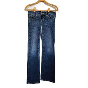 American Eagle Slim Bootcut Jeans 4 Tall Low Rise Flare Dark Wash Denim